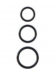 Набор из трех черных эрекционных колец Silicone 3-Ring Stamina Set - Pipedream - в Смоленске купить с доставкой