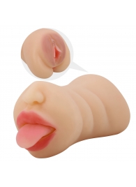 Телесный двусторонний мастурбатор Sarah - ротик и вагина - Baile - в Смоленске купить с доставкой