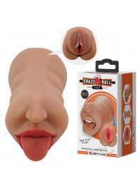 Темно-бежевый двусторонний мастурбатор Sarah - ротик и вагина - Baile - в Смоленске купить с доставкой