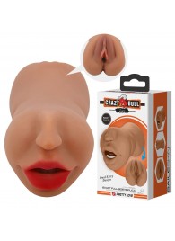 Темно-бежевый двусторонний мастурбатор Zoey - ротик и вагина - Baile - в Смоленске купить с доставкой