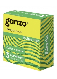 Ультратонкие презервативы Ganzo Ultra thin - 3 шт. - Ganzo - купить с доставкой в Смоленске