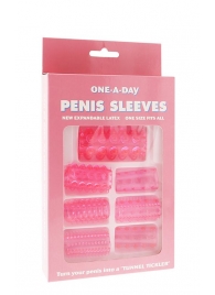 Набор из 7 розовых насадок на пенис ONE-A-DAY PENIS SLEEVES PINK - Seven Creations - в Смоленске купить с доставкой