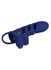 Синяя насадка на пенис Powerful Ring - 18,8 см. - Baile - в Смоленске купить с доставкой