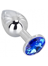 Анальное украшение BUTT PLUG  Small с синим кристаллом - 7 см. - Anal Jewelry Plug - купить с доставкой в Смоленске