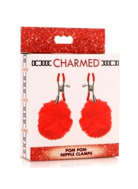 Красные зажимы на соски с помпонами Pom Pom - XR Brands - купить с доставкой в Смоленске