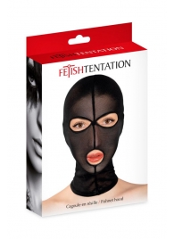 Черная сетчатая маска на голову с отверстиями для глаз и рта - Fetish Tentation - купить с доставкой в Смоленске