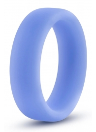 Голубое люминесцентное кольцо Silicone Glo Cock Ring - Blush Novelties - в Смоленске купить с доставкой