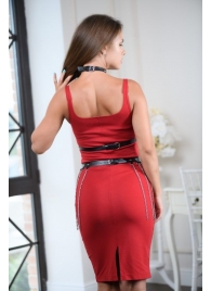 Черно-серебристая портупея-юбка plus size с цепочками - БДСМ Арсенал - купить с доставкой в Смоленске