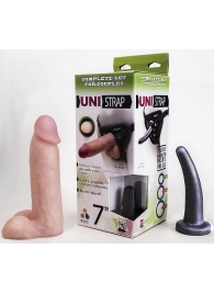 Страпон-унисекс с двумя насадками UNI strap 7  Harness - 19 и 16 см. - LOVETOY (А-Полимер) - купить с доставкой в Смоленске