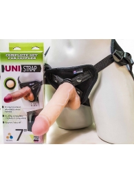 Страпон-унисекс с двумя насадками UNI strap 7  Harness - 19 и 16 см. - LOVETOY (А-Полимер) - купить с доставкой в Смоленске