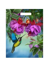 Пакет с принтом в виде колибри в цветах с вырубной ручкой (31х40 см) - Сима-Ленд - купить с доставкой в Смоленске