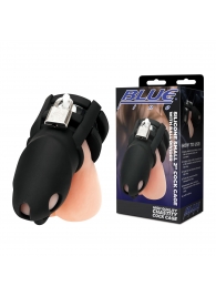 Черная клетка для пениса Silicone Small 2 in Cock Cage With Ball Divider - BlueLine - купить с доставкой в Смоленске