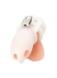 Белая клетка для пениса Silicone Small 2 in Cock Cage With Ball Divider - BlueLine - купить с доставкой в Смоленске