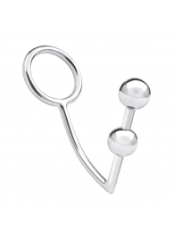 Кольцо на пенис с анальным стимулятором Two Bead Stainless Steel Anal Hook   Cock Ring - BlueLine - в Смоленске купить с доставкой