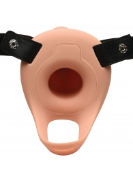 Телесный полый страпон 2  Erection 28X Smooth Vibrating Silicone Penis Sheath - 16 см. - XR Brands - купить с доставкой в Смоленске