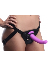 Лиловый поясной страпон Navigator Silicone G-Spot Dildo with Harness - 17,8 см. - XR Brands - купить с доставкой в Смоленске