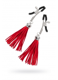 Зажимы на соски «Прищепки» с красными кисточками из замши - Pecado - купить с доставкой в Смоленске