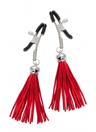 Зажимы на соски «Прищепки» с красными кисточками из замши - Pecado - купить с доставкой в Смоленске