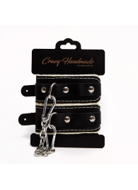 Черные скругленные наручники с мягкой бежевой подкладкой - Crazy Handmade - купить с доставкой в Смоленске