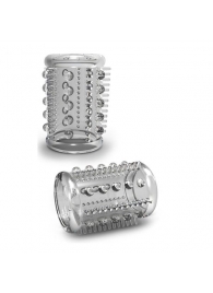 Прозрачная насадка с шипами и шишечками STAY HARD COCK SLEEVE 03 CLEAR - Blush Novelties - в Смоленске купить с доставкой