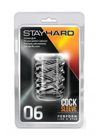 Прозрачная насадка с объёмными чёрточками STAY HARD COCK SLEEVE 06 CLEAR - Blush Novelties - в Смоленске купить с доставкой