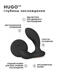 Черный вибромассажер простаты с пультом ДУ Hugo 2 Remote - Lelo - в Смоленске купить с доставкой