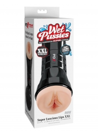 Телесный мастурбатор-вагина в черной колбе Super Luscious Lips XXL - Pipedream - в Смоленске купить с доставкой