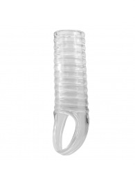 Прозрачная насадка на пенис с ребрышками и подхватом мошонки - Baile - в Смоленске купить с доставкой