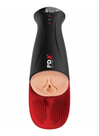 Телесный мастурбатор-вагина в черной колбе с вибрацией Fuck-O-Matic Pro XL - Pipedream - в Смоленске купить с доставкой
