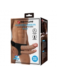 Темно-бежевый фаллопротез для двойного проникновения - 17,5 см. - Baile - купить с доставкой в Смоленске