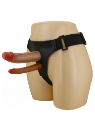 Темно-бежевый фаллопротез для двойного проникновения - 17,5 см. - Baile - купить с доставкой в Смоленске