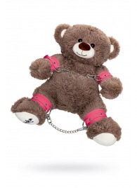 Бондажный набор: бурый мишка с розовыми оковами и наручниками - Pecado - купить с доставкой в Смоленске