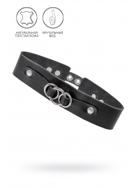 Черный чокер-ошейник со связанными кольцами на подложке - Pecado - купить с доставкой в Смоленске