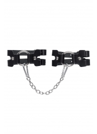 Черные кожаные оковы из двух ремешков - Pecado - купить с доставкой в Смоленске