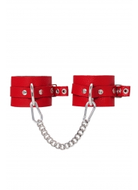 Красные мягкие кожаные оковы с люверсами - Pecado - купить с доставкой в Смоленске