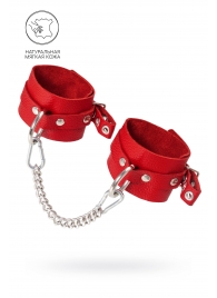 Красные мягкие кожаные оковы с люверсами - Pecado - купить с доставкой в Смоленске