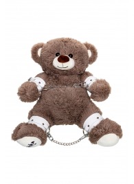 Бондажный набор: бурый мишка с белыми оковами и наручниками - Pecado - купить с доставкой в Смоленске