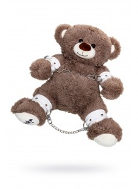 Бондажный набор: бурый мишка с белыми оковами и наручниками - Pecado - купить с доставкой в Смоленске