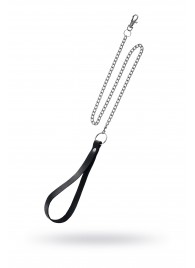Поводок с ручкой из черной натуральной кожи и карабином для ошейника - Pecado - купить с доставкой в Смоленске