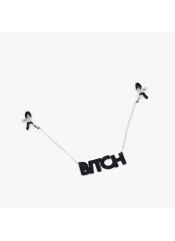 Зажимы на соски с кожаной подвеской Bitch - Crazy Handmade - купить с доставкой в Смоленске