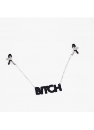 Зажимы на соски с кожаной подвеской Bitch - Crazy Handmade - купить с доставкой в Смоленске