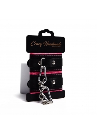 Черно-розовые скругленные наручники с мягкой подкладкой - Crazy Handmade - купить с доставкой в Смоленске