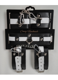 Набор фиксаторов из черной и белой натуральной кожи - Crazy Handmade - купить с доставкой в Смоленске