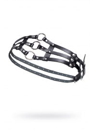 Черный кожаный пояс с кольцами - Pecado - купить с доставкой в Смоленске