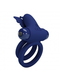 Синее эрекционное кольцо с вибростимуляцией клитора - Baile - в Смоленске купить с доставкой