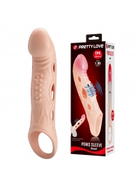Телесная удлиняющая насадка с рельефом и вибрацией Brad - 21,3 см. - Baile - в Смоленске купить с доставкой