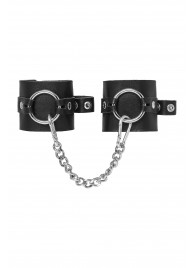 Черные наручники из толстой натуральной кожи с люверсами - Pecado - купить с доставкой в Смоленске