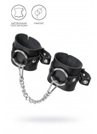 Черные наручники из толстой натуральной кожи с люверсами - Pecado - купить с доставкой в Смоленске