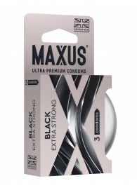 Черные утолщенные презервативы MAXUS Extra Strong с железным кейсом - 3 шт. - Maxus - купить с доставкой в Смоленске