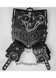 Черный ажурный кожаный набор фиксаций - Crazy Handmade - купить с доставкой в Смоленске